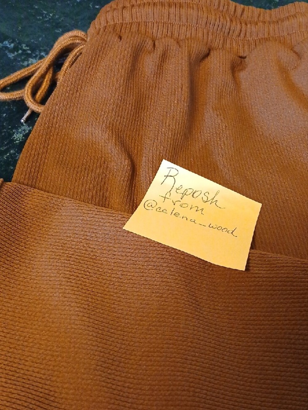 Women’s Ribbed Drawstring Shorts in Brown - Picture 8 of 8